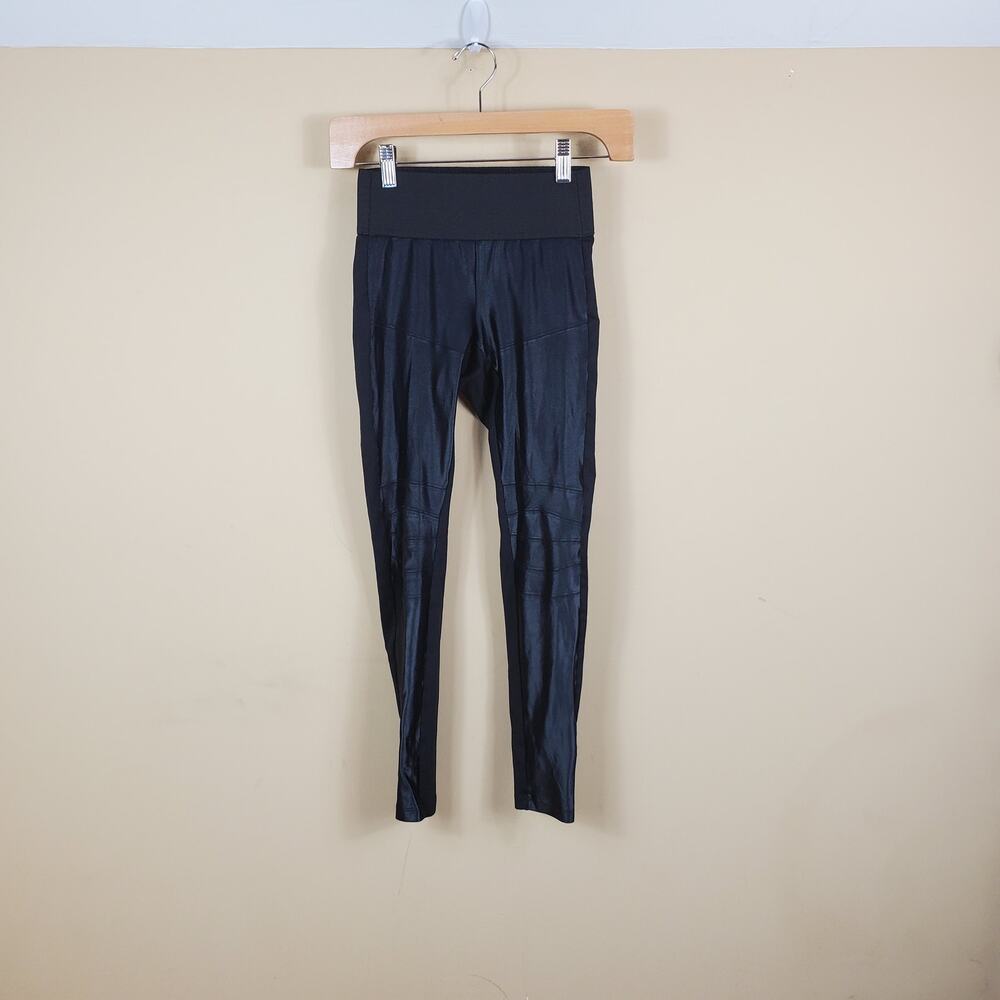 Koral Midrise BLack Faux Leather Moto Leggings Women's Size XS